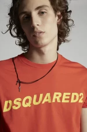 Image of DSQUARED2 Men Short sleeve t-shirt Orange Size L 100% Cotton