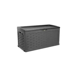 Image of Starplast Rattan Style Chest Box With Sit-On Lid 56-811 Black