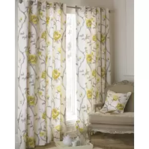 Image of Riva Home Rosemoor Eyelet Curtains (66x72 (168x183cm)) (Ochre)