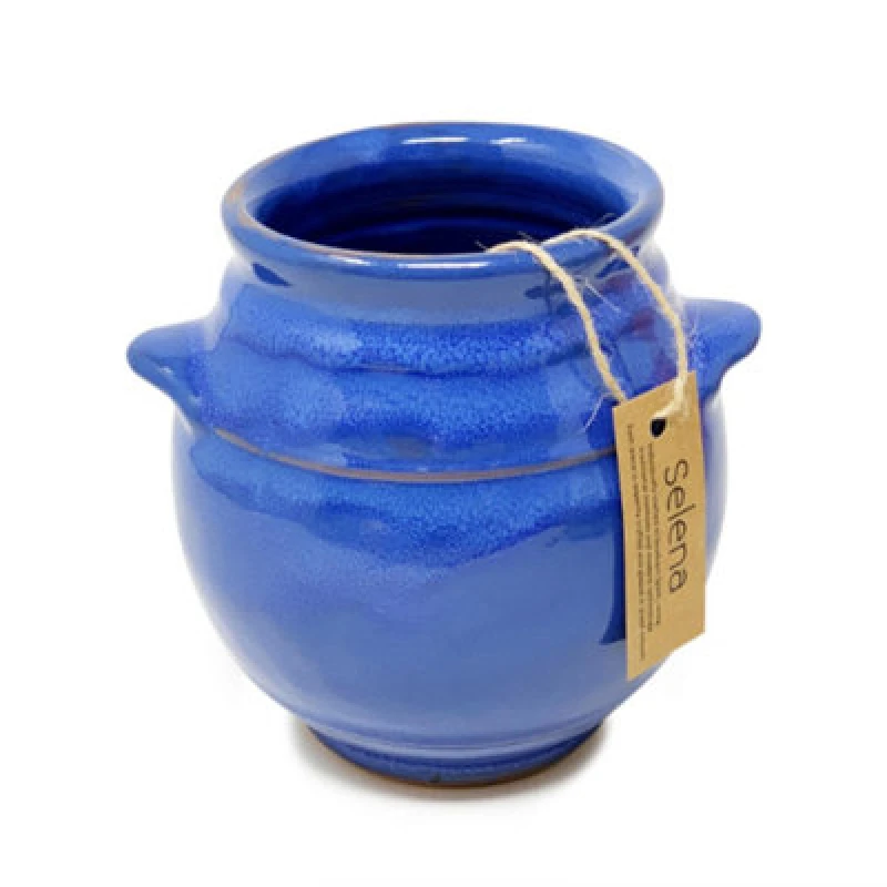 Image of Verano Spanish Ceramics Selena Glazed Hand Dipped Kitchen Dining Utensil Jar Blue (H) 16Cm X (D) 16.5Cm