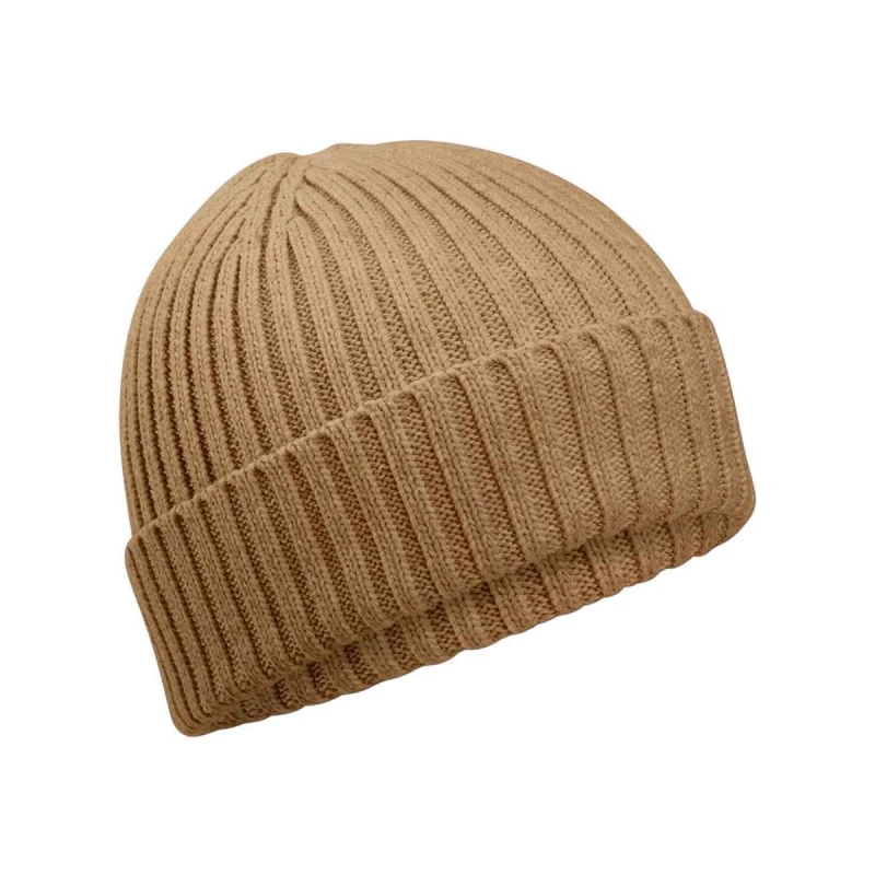 Image of Beechfield Cotton Beanie in Light Brown Light Brown Unisex One Size
