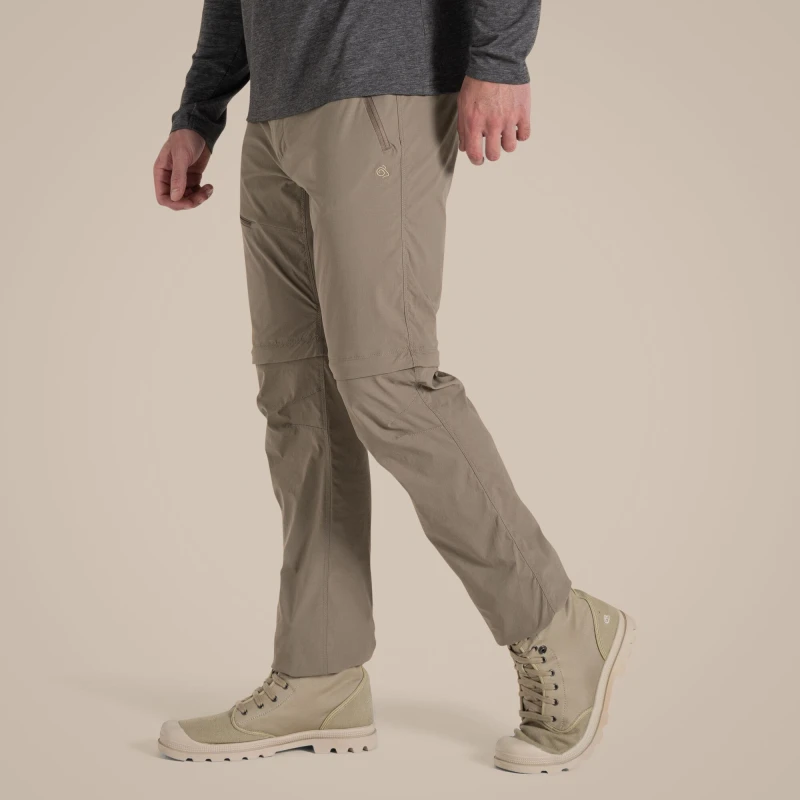 Image of Craghoppers Craghoppers Men NosiLife Pro Insect-Repellent Lightweight Stretch Zip-Off Trouser in Beige Size: 36R Beige 36R Male 5063260002950