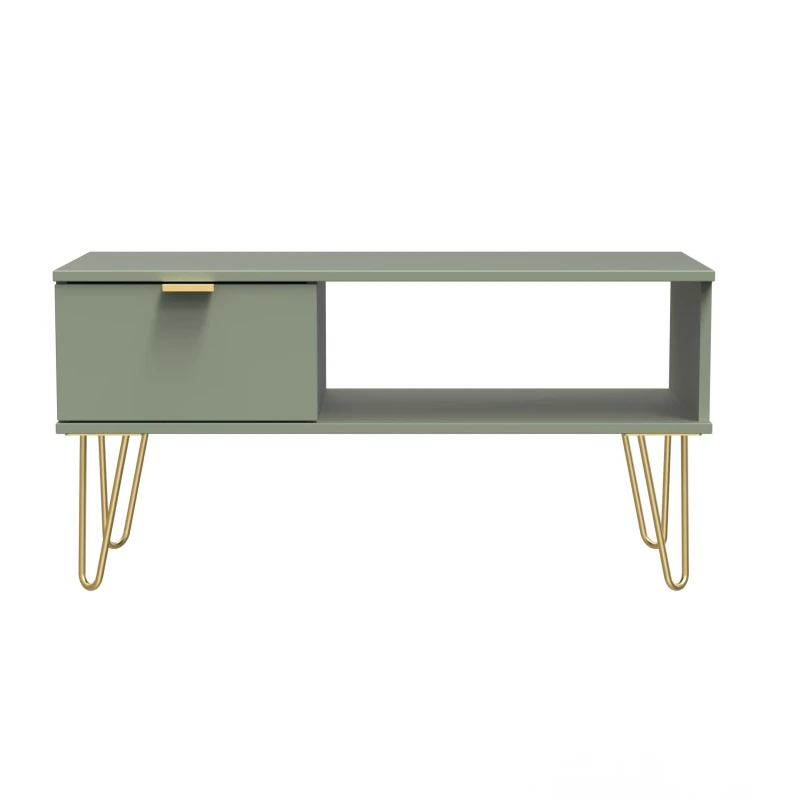 Image of Fuji 1 Drawer Coffee Table In Reed Green (Ready Assembled)