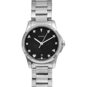 Image of G-Timeless Quartz Black Dial With Charms Hour Markers Ladies Watch