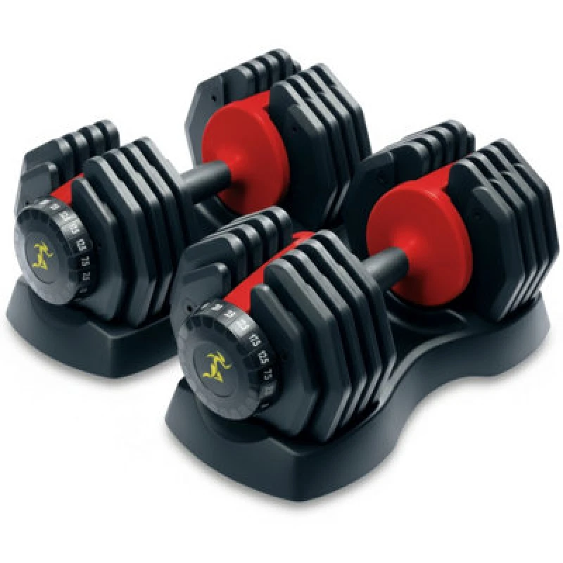 Image of STRONGOLOGY Strongology Urban25 Pair Home Fitness Black Red Adjustable Smart Dumbbells from 2.5kg upto 25kg Training Weights Dumbbell 25Kg Urban Red P