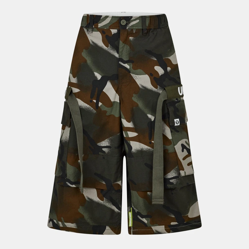 Image of AAPE Mens Camouflage Relaxed Fit Cargo Shorts Green male Small