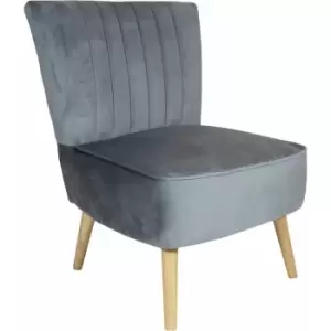 Image of Charlesbentley - Charles Bentley Velvet Cocktail Occasion Accent Chair Solid Wood Legs Grey - Grey