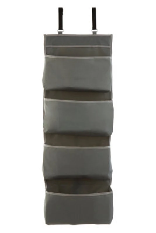 Image of Premier Housewares Grey Metal and Polyester Over Door Hanging Organiser, 4 Tier, 33x89x9cm