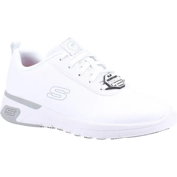 Image of Skechers Womens Marsing Gmina Slip Resistant Leather Shoes UK Size 4 (EU 37) White SKE1498-WHT-4