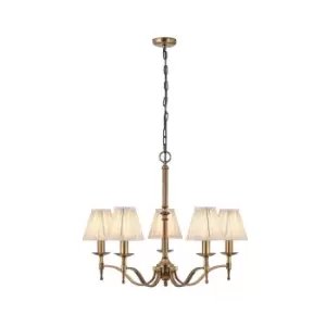 Image of Stanford 5 Light Multi Arm Ceiling Pendant Chandelier Antique Brass, E14