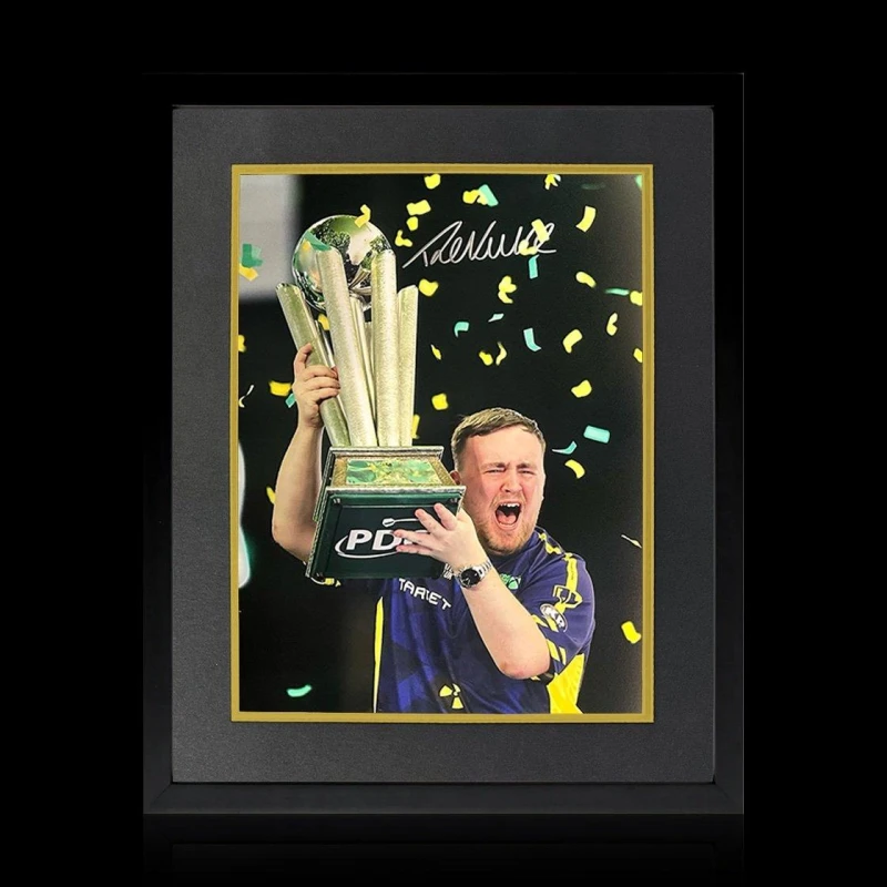 Image of The Fan Cave Luke Littler Signed 2025 World Champion Image Delu Purple unisex 550x450mm