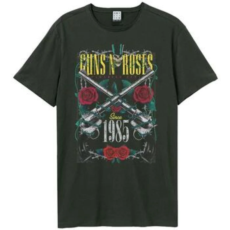 Image of Amplified Amplified Men Big Guns Guns N Roses T-Shirt in Charcoal Size: X-Small Charcoal XS Male 5063425486304