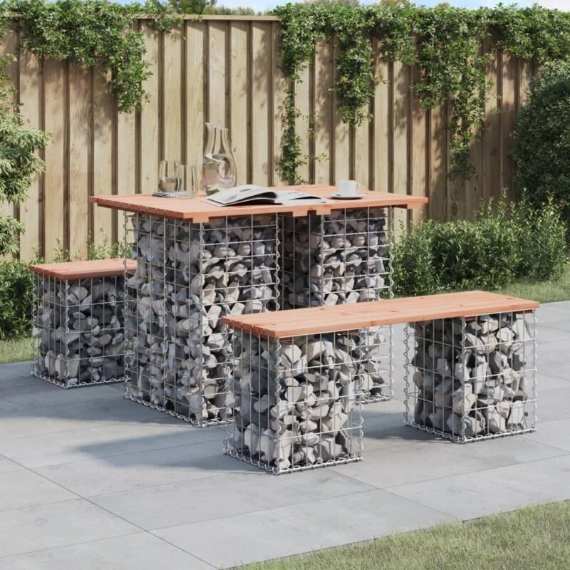 Image of vidaXL Garden Bench Gabion Design 100x70x72cm Solid Wood Douglas, Brown 834363