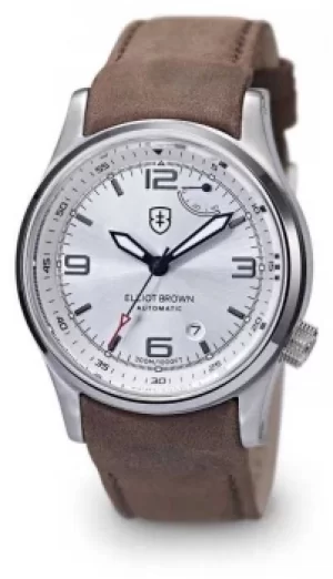 Image of Elliot Brown Mens Tyneham Brown Leather Silver Dial Display Watch