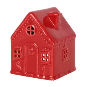 Image of Red Gingerbread House Ceramic Tea Light Holder