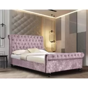 Image of Arisa Upholstered Beds - Crush Velvet, Small Double Size Frame, Pink - Pink