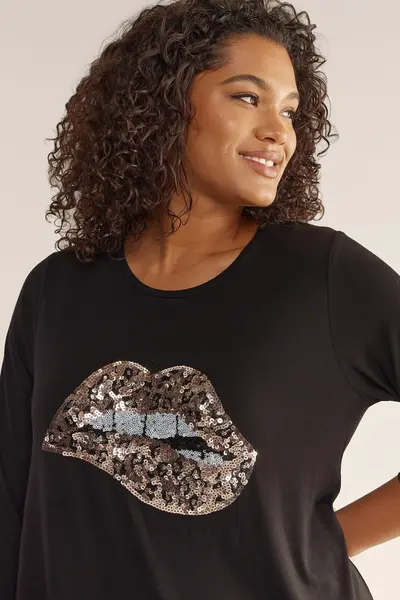 Image of Evans Sequin Embellished Top Black