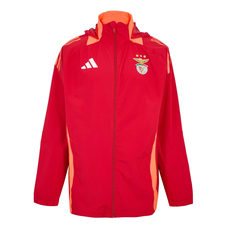 Image of adidas Mens Benfica Autumn Winter Licensed Rain Anorak Power Red male S