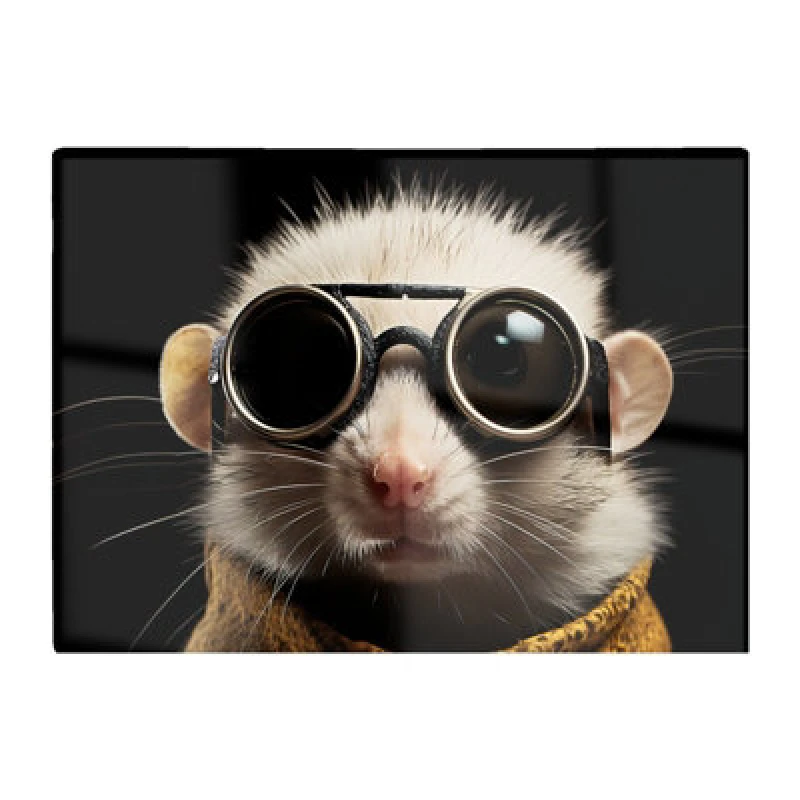 Image of Warren Reed Designer Realistic Doormouse With Glasses Glass Chopping Board