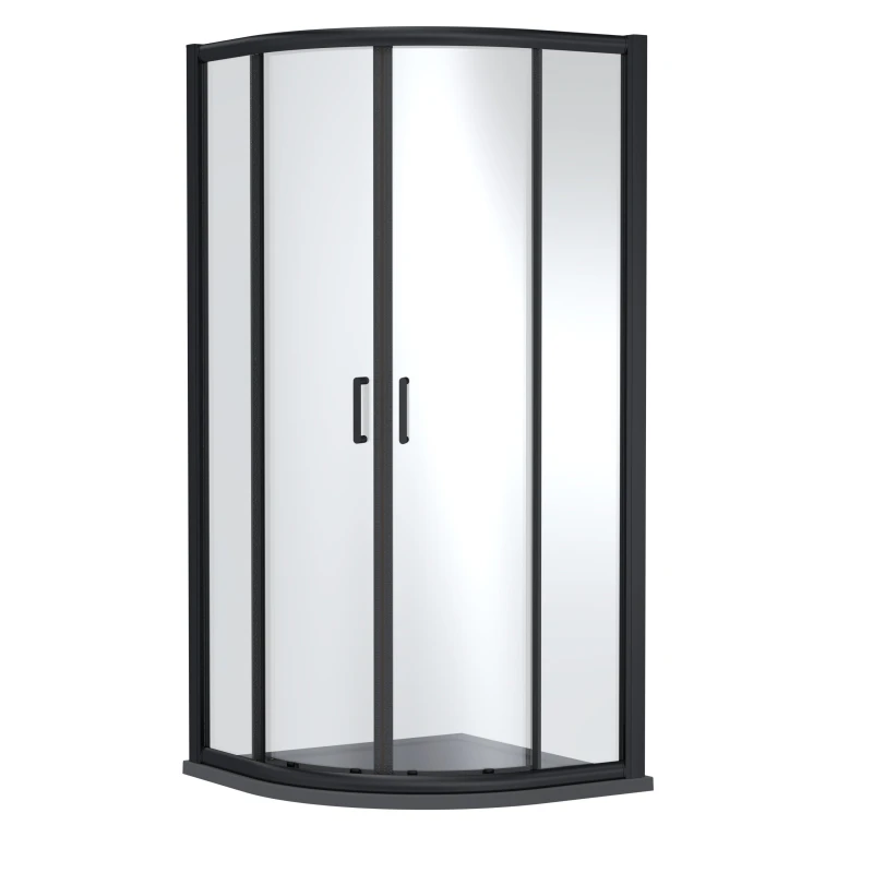 Image of Balterley Quadrant Enclosure with Tray: 900 x 900mm Matt Black/Grey in Black Unisex