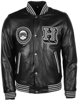 Image of Helstons College Motorcycle Leather Jacket, black, Size S, black, Size S