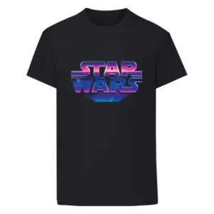Image of Star Wars Unisex Adult 80s Logo T-Shirt (XL) (Black)