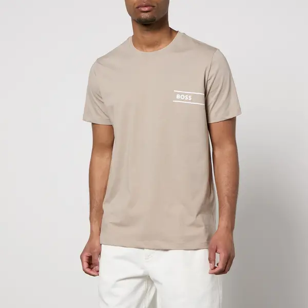 Image of BOSS Bodywear RN Logo-Print Cotton-Jersey T-Shirt - S Beige Tops male 50514914-255 S