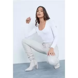 Image of I Saw It First Ivory Pocketed Coated Skinny Jeans - White