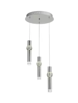 Image of 3 Light Round Ceiling Cluster Pendant, 3 x 5W LED, 3000K, 268lm, Polished Chrome
