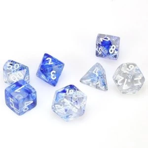 Image of Chessex Poly 7 Dice Set: Nebula Dark Blue/white