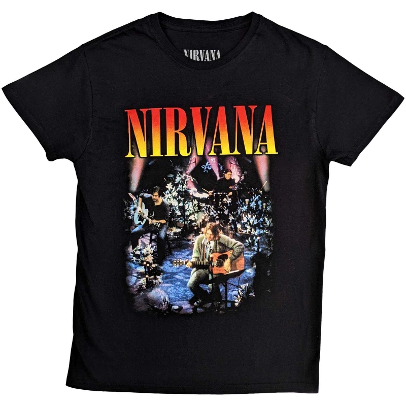 Image of Nirvana Nirvana Men Unplugged Photograph T-Shirt in Black Size: Small Black S Male 5063238336421