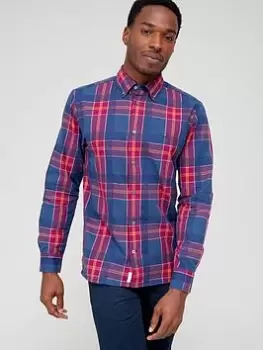 Image of Tommy Hilfiger Flannel Oxford Check Shirt, Red/Blue Size M Men