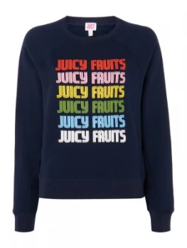 Image of Juicy by Juicy Couture Crew Neck Terry Sweatshirt With Fruity Logo Blue