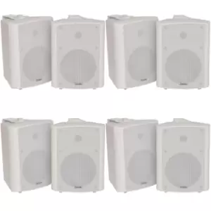 Image of 8x 90W White Wall Mounted Stereo Speakers 5.25" 8Ohm Quality Home Audio Music