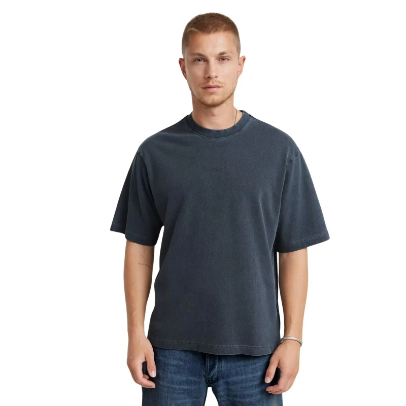 Image of G-Star Square T-Shirt over-dyed in the center of the chest G-Star Bleu Male S D25737-C756-G476