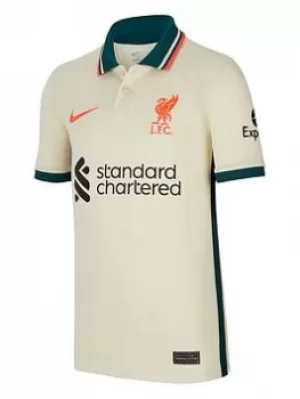 Image of Nike Liverpool Fc Away Junior 21/22 Short Sleeve Shirt, Ivory, Size S