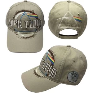 Image of Pink Floyd - Dark Side of the Moon Album Distressed Mens Baseball Cap - Sand