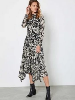 Image of Mint Velvet Kelly Butterfly Print Trapeze Midi Jersey Dress - Neutral