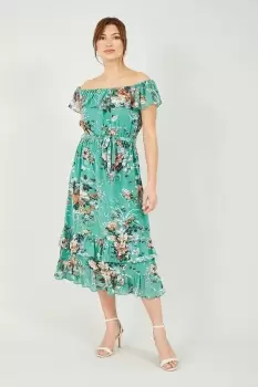 Image of Mint Floral Bardot Dress