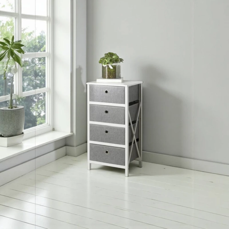 Image of Garden Greatness Foldable 4 Drawer Fabric Storage Organiser Unit in Grey Size: Large Grey Unisex L