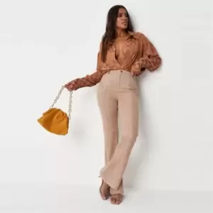 Image of Missguided Suedette Flare Trouser - Neutral