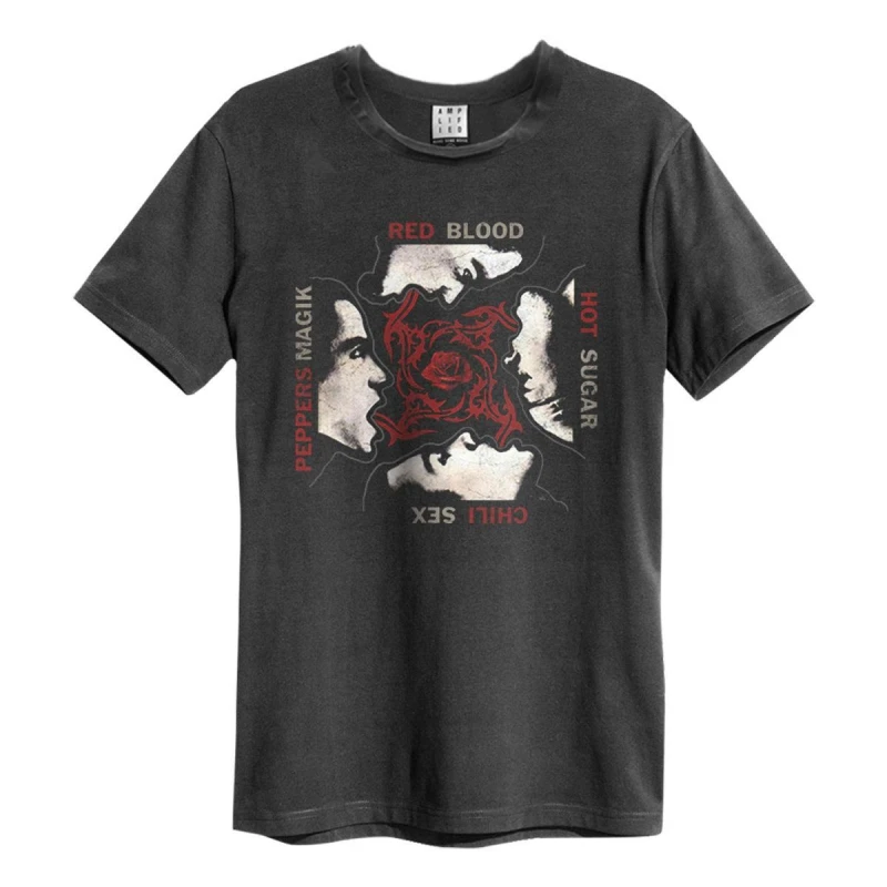 Image of Amplified Amplified Men Blood Sugar Sex Magik Red Hot Chili Peppers T-Shirt in Charcoal Size: Small Charcoal S Male 5063470046041