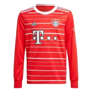 Image of adidas FC Bayern 22/23 Long Sleeve Home Jersey Kids - Red