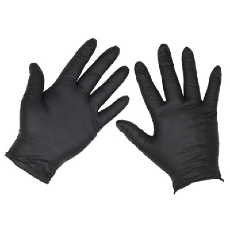 Image of Sealey Extra Thick Powder Free Disposable Nitrile Gloves SSP60XL Colour: Black