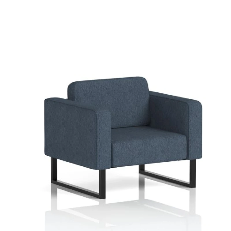 Image of Brixworth Office Armchair with Black Legs in Rivet Fabric - Crucible