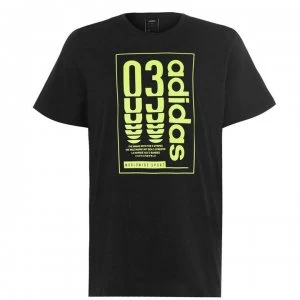 Image of adidas Box Logo Mens T-Shirt - Blk/SignalGreen