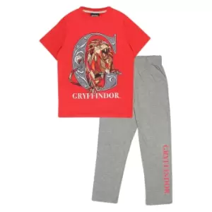 Image of Harry Potter Boys Gryffindor Pyjama Set (8-9 Years) (Red/Heather Grey)