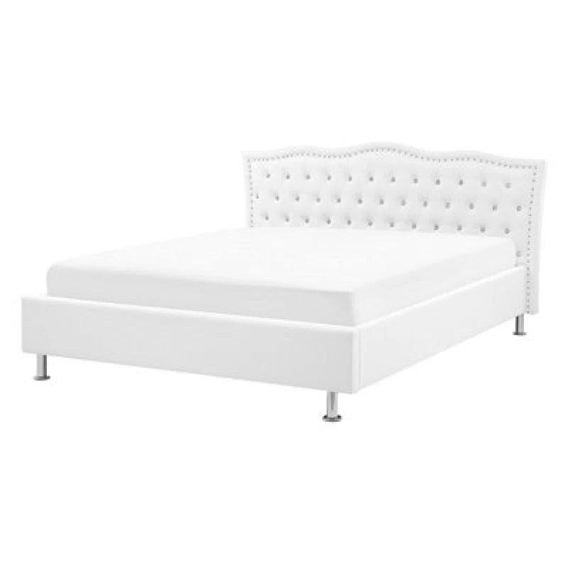 Image of Beliani Bed Faux Leather Metz 140 X 200 Cm (Eu Double) White