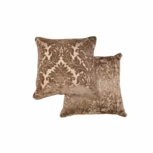 Image of Emma Barclay Damask - Luxury Chenille Jacquard Cushion (pair) Cover In Chocolate