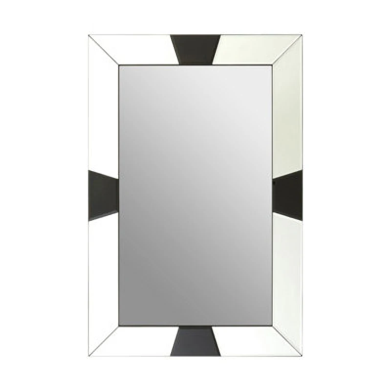 Image of Premier Housewares Milania Black Bevelled Border Detail Wall Mirror Silver